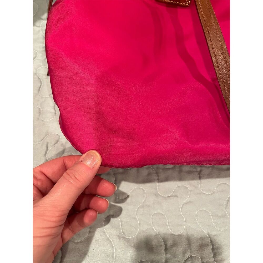 Dooney & Bourke Women's Bright Pink Nylon Tote Bag with Leather Trim - Picture 14 of 16